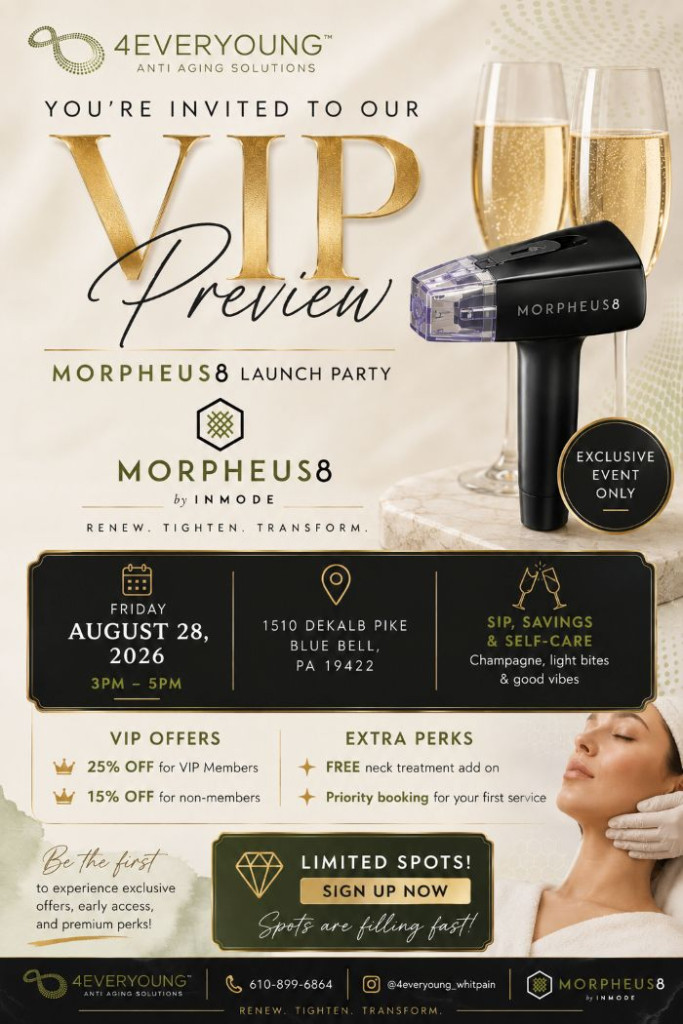 New Services, Exclusive Pre-Sale Savings, and a Launch Party on August 28th at 4Ever Young Blue Bell - Whitpain